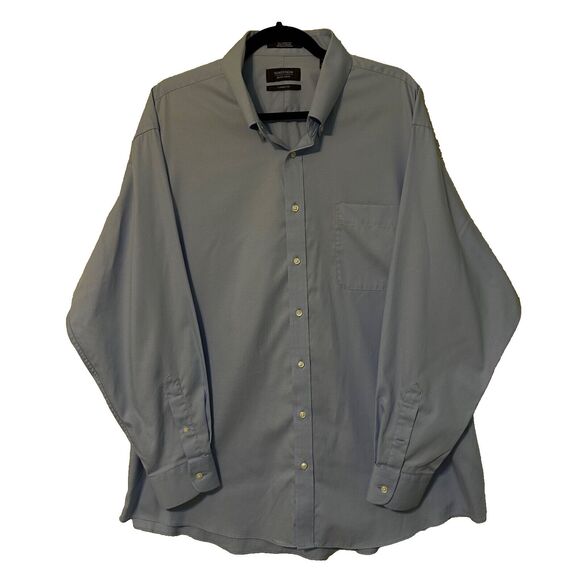 Nordstrom Men's Shop Classic‎ Button Down Blue Size 18/35 Classic Fit - Picture 1 of 10